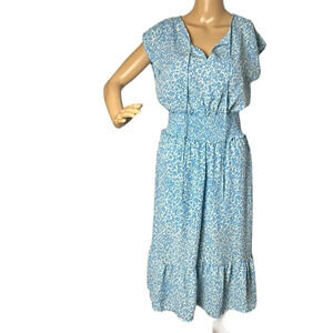 Sienna Sky chiffon dress,floral,smocked,ruffled,lined,pullover,cottage core,boho